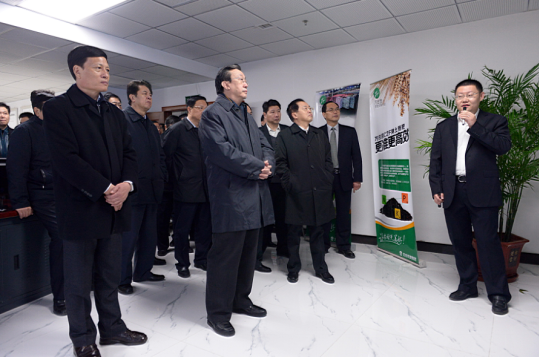 时任河南省省委书记郭庚茂（前排左二）、省长谢伏瞻（前排左一）莅临小蝌蚪视频网站免费观看网站集团指导工作